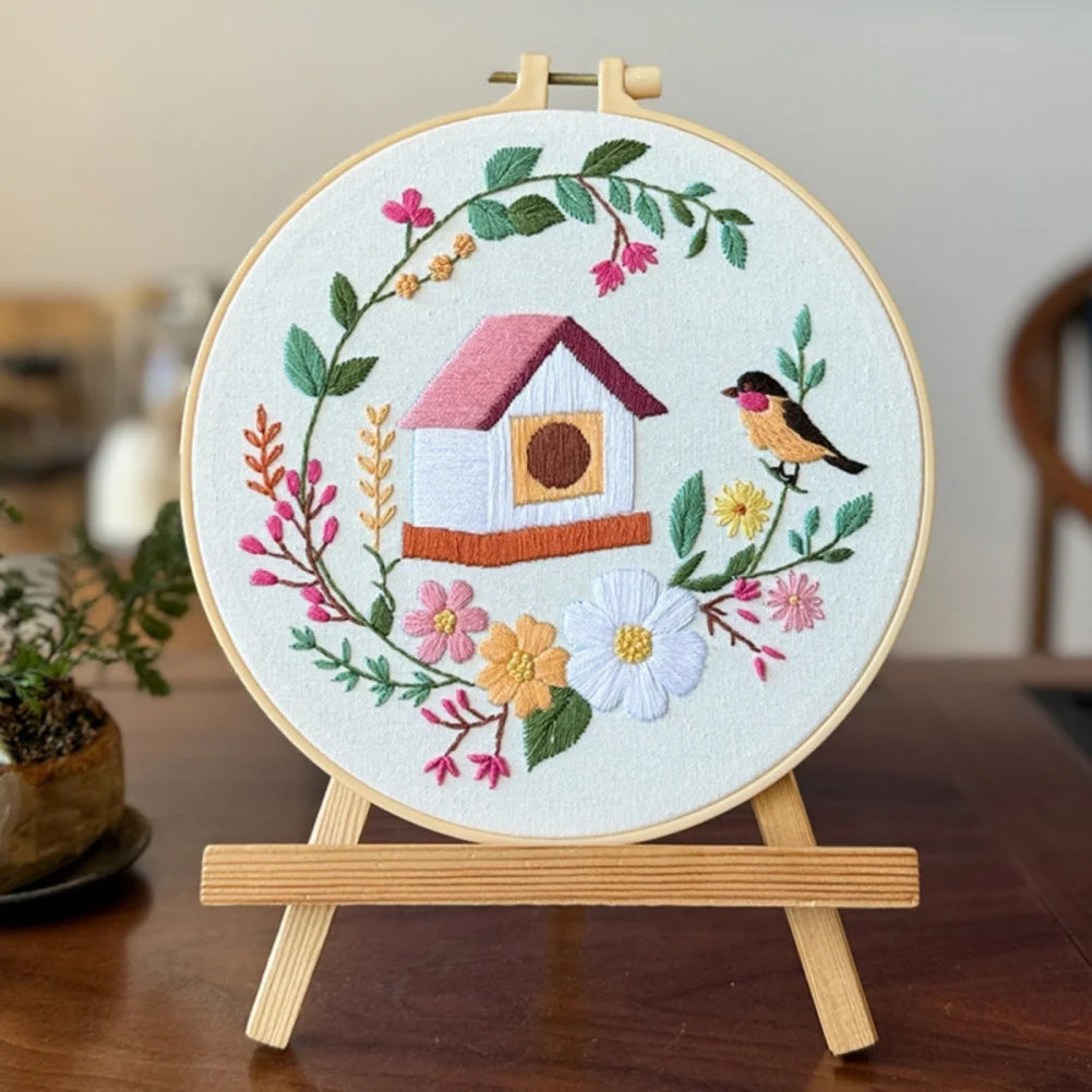 Guangdong Embroidery Kit Bird Flower House Cross Stitch