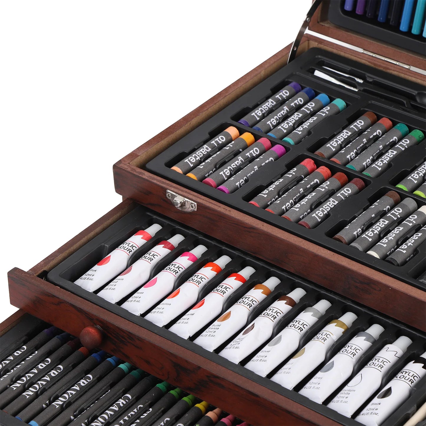 Youthink Wooden Art Set With 24Pcs Pencils Pastels Crayons