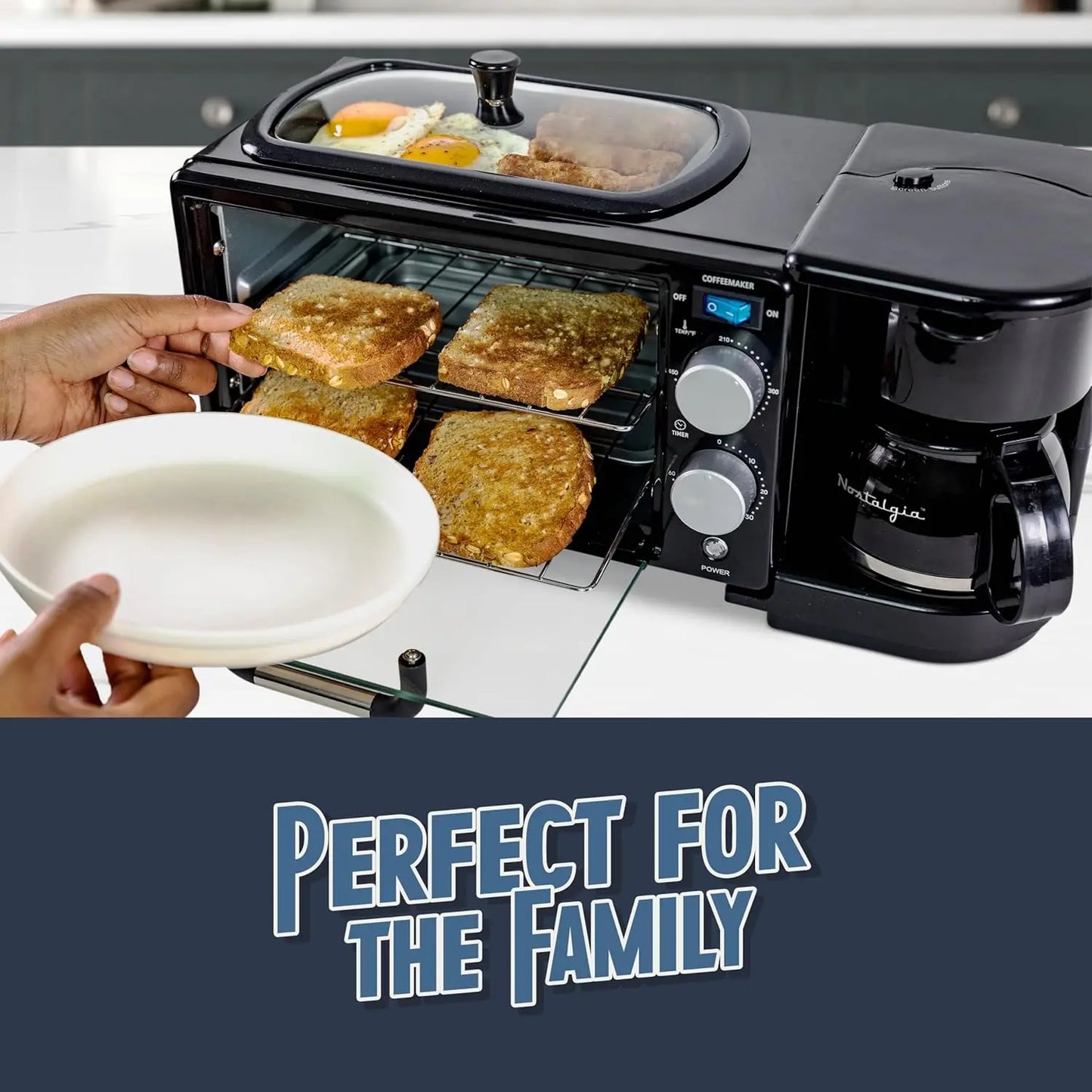 Iosn 3 In 1 Retro Breakfast Station Coffee Maker Oven