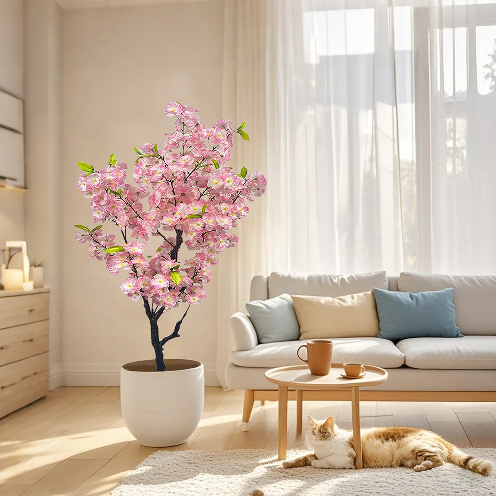 TWISTER Artificial Cherry Blossom Tree Tall Potted Decor