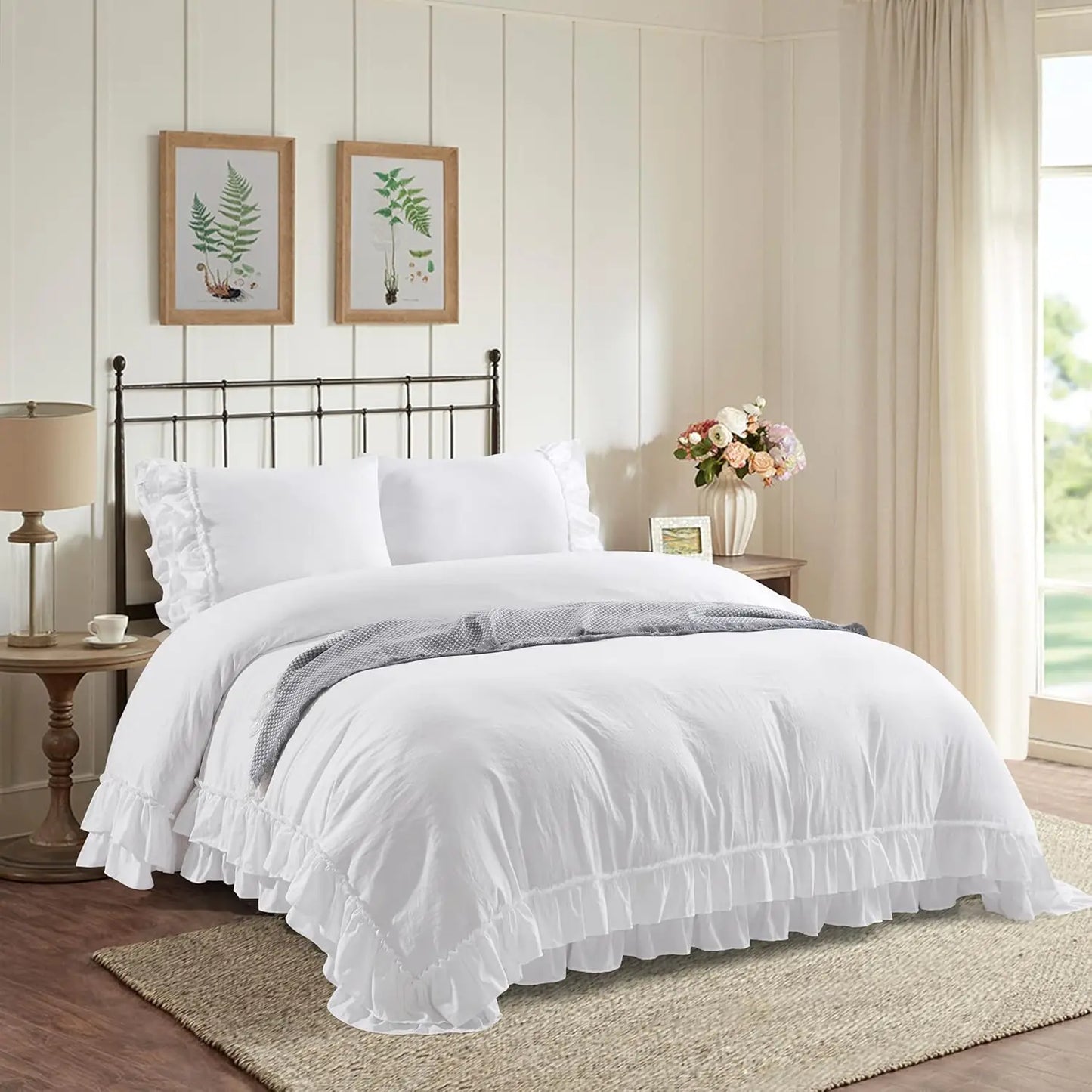 Breez Duvet Cover Set Ruffled Farmhouse Bedding 3 Piece