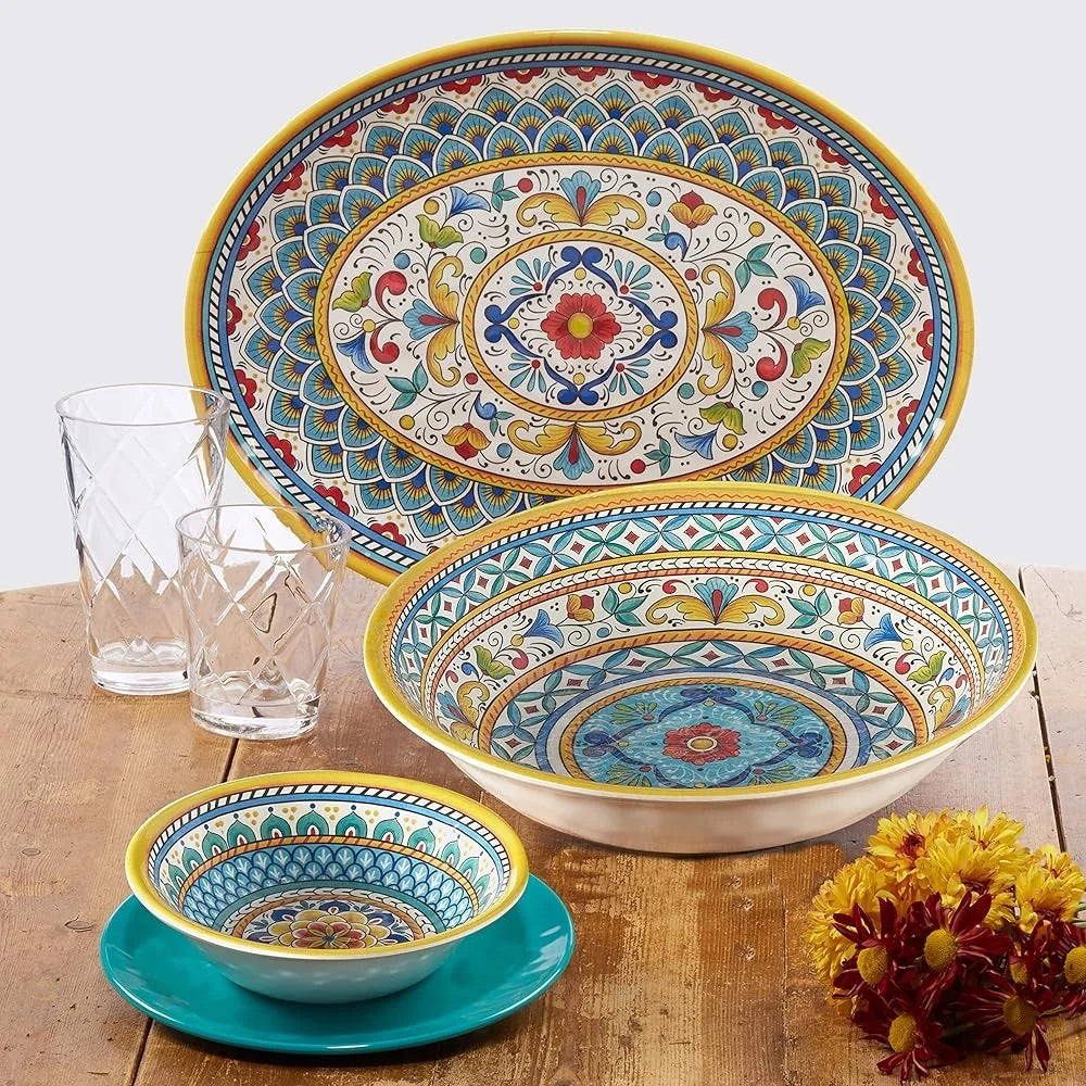 XMSJ Set Of Six Melamine Bowls Mediterranean Floral Design