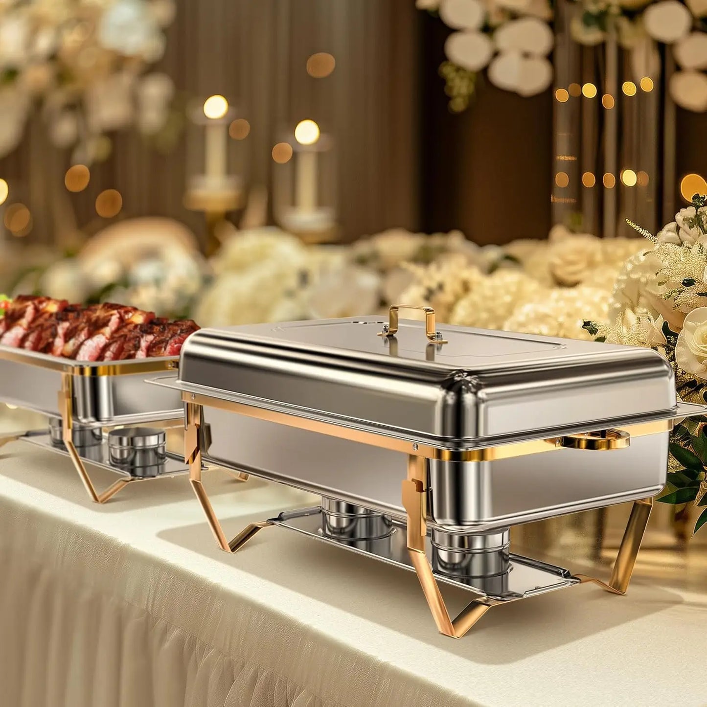 Warmounts Chafing Dishes Buffet Set Rolled Edge Design