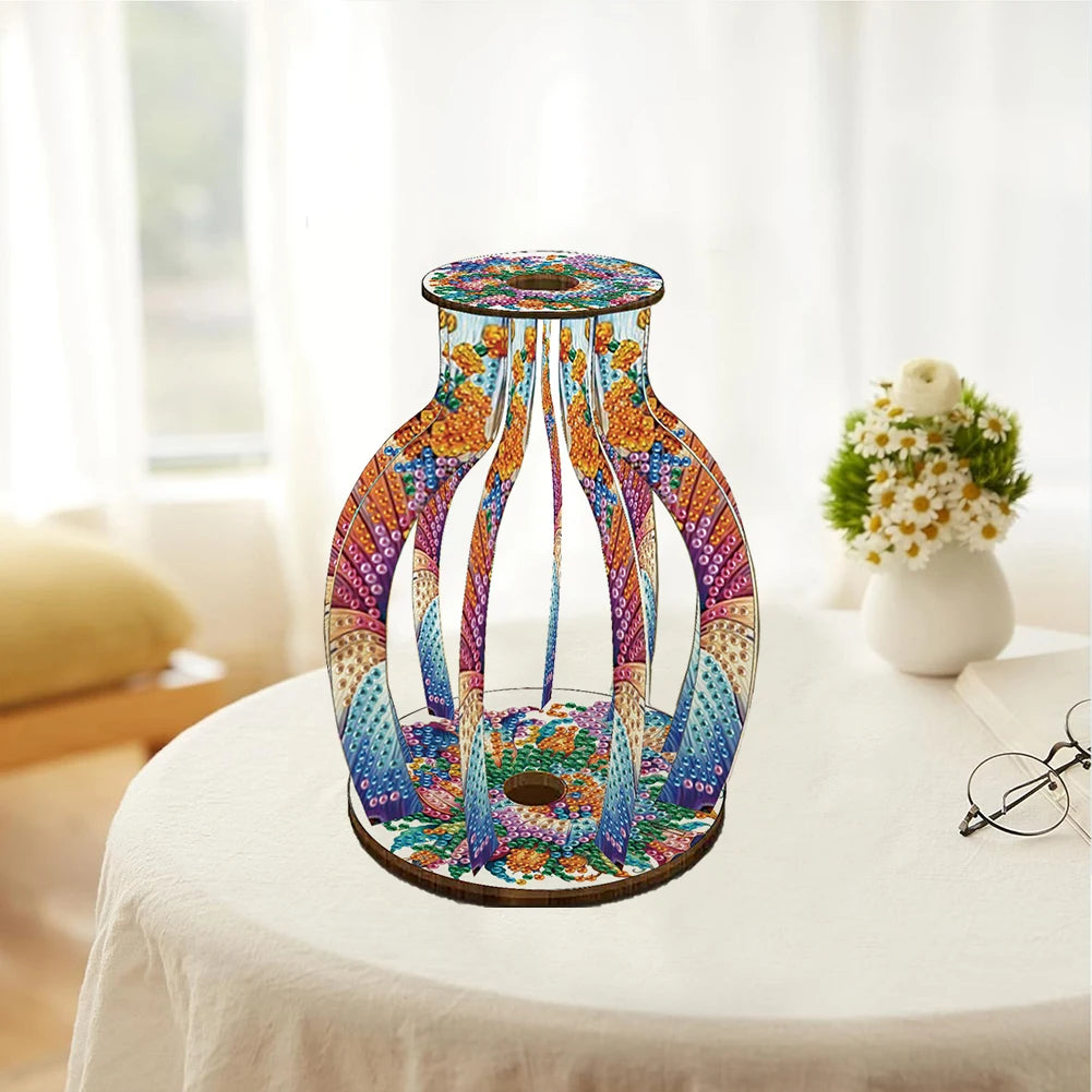 ALLOYSEED 5D Diamond Art Vase DIY Acrylic Wood Desk Decor