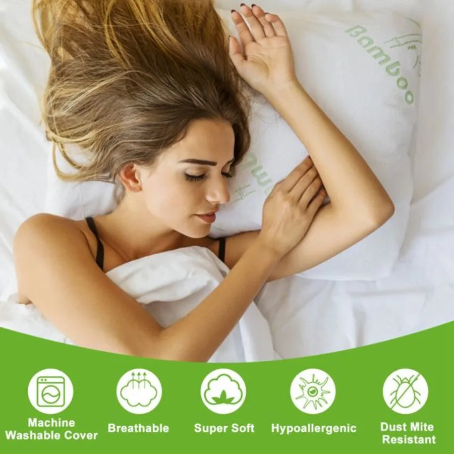 Breez Bamboo Memory Foam Pillow 2 Pack Hypoallergenic