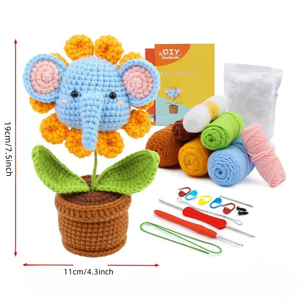 Hign-concerned DIY Elephant Crochet Kit with Yarn and Hook