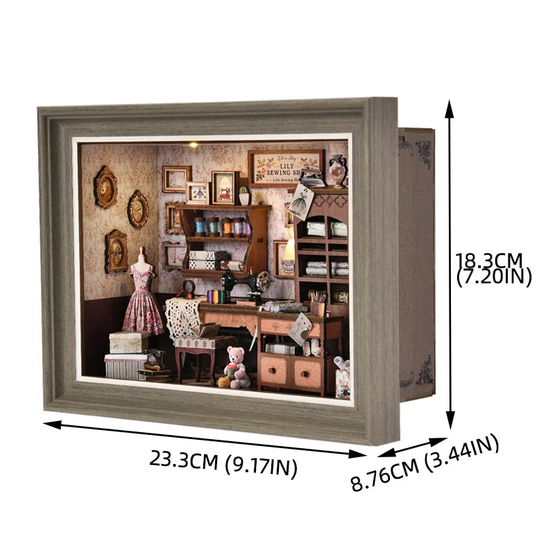 ASLOWSNAIL Book Nook Kit Tailor Shop DIY 3D Puzzle Set