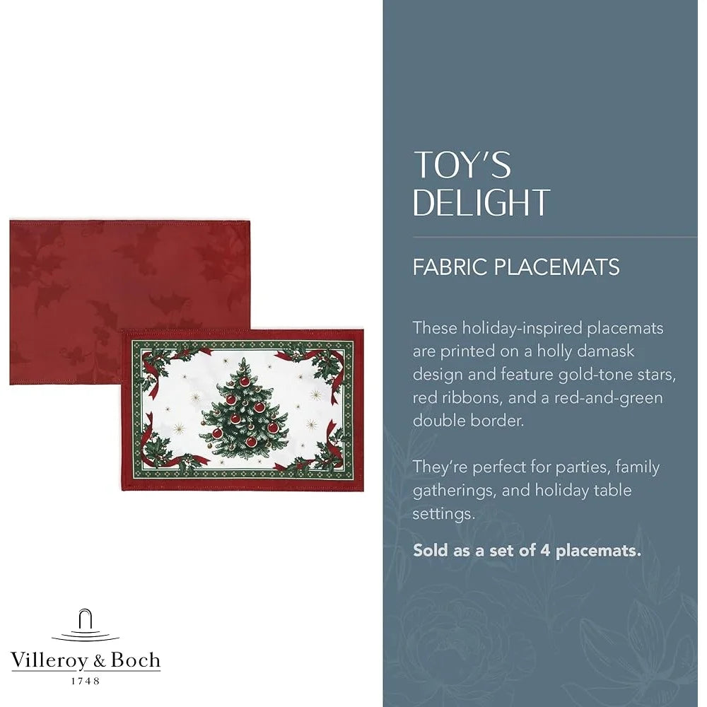 DUTRIEUX Reversible Christmas Placemats Set 4 Polyester