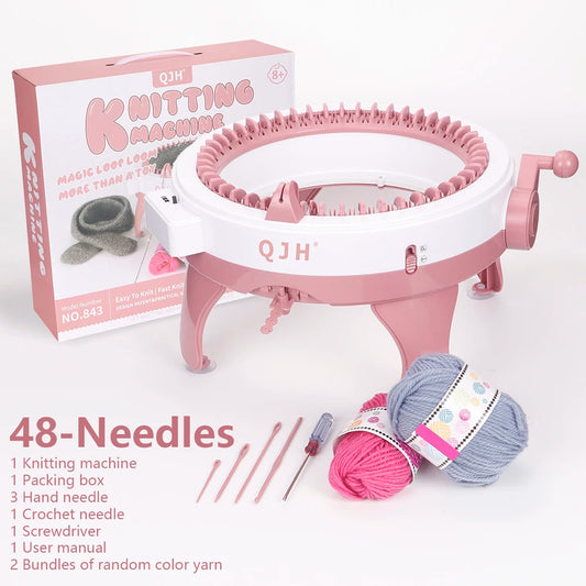 QJH 48 Needle Knitting Machine Kit Portable Weaving Loom