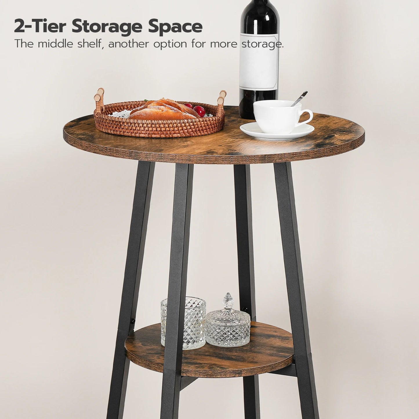 Round Bar Table With Storage Two Tier Bistro Table Premium