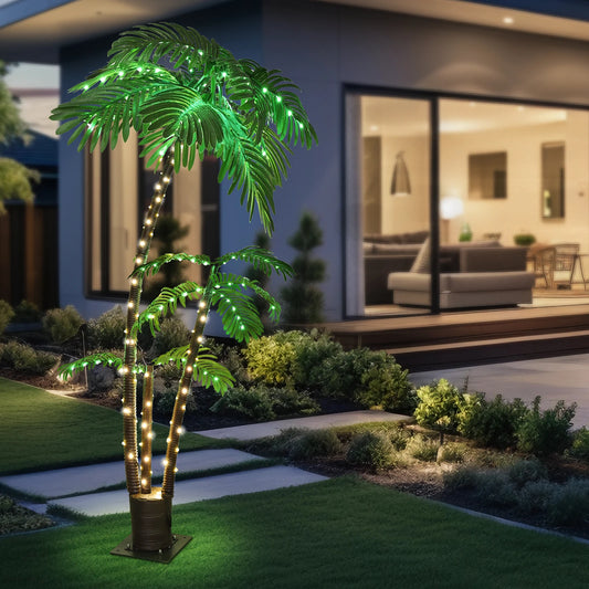 Solar Lighted Palm Tree LED for Tiki Bar Christmas Decor
