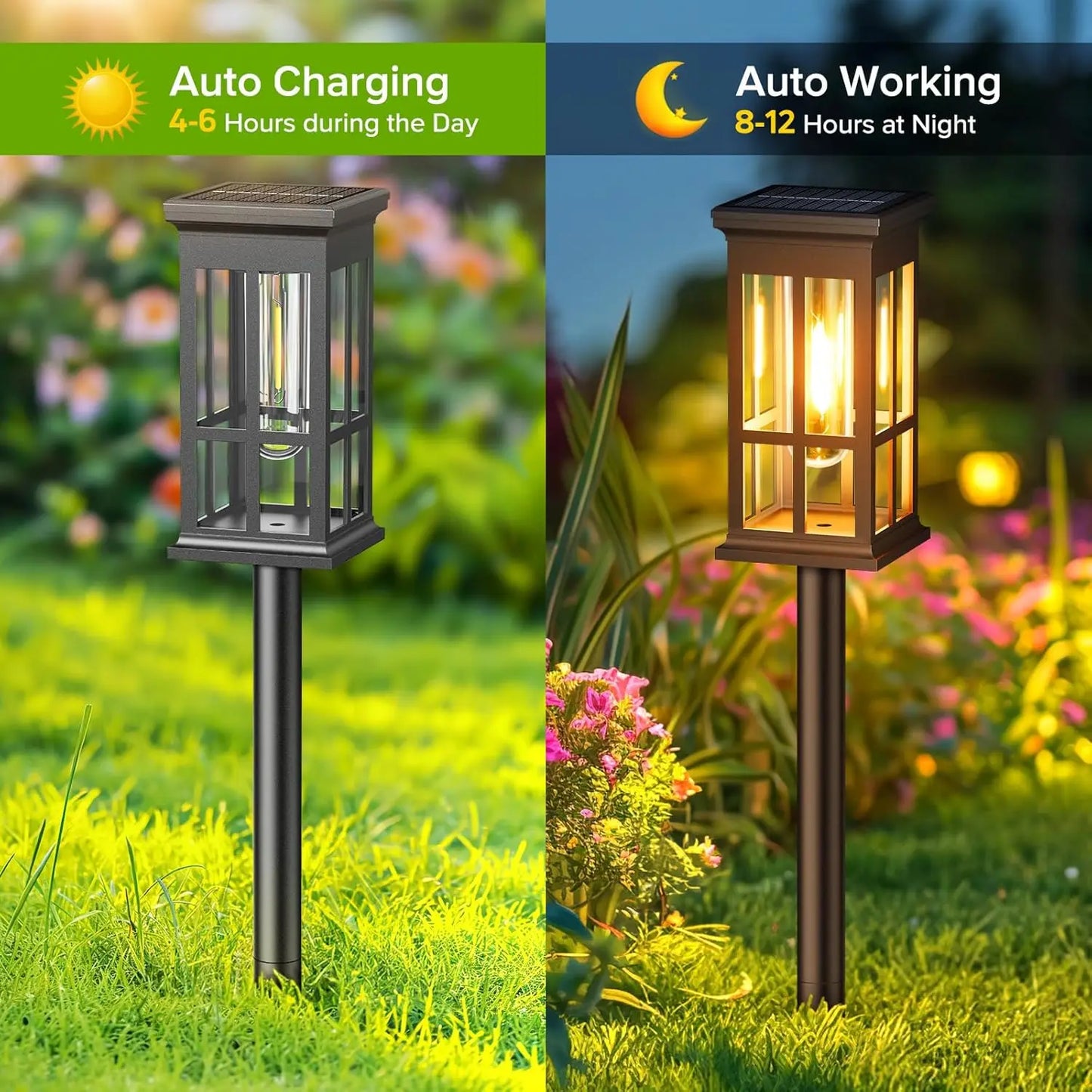 KPSTEK Solar Pathway Lights Pack Patio Sidewalk Outdoor