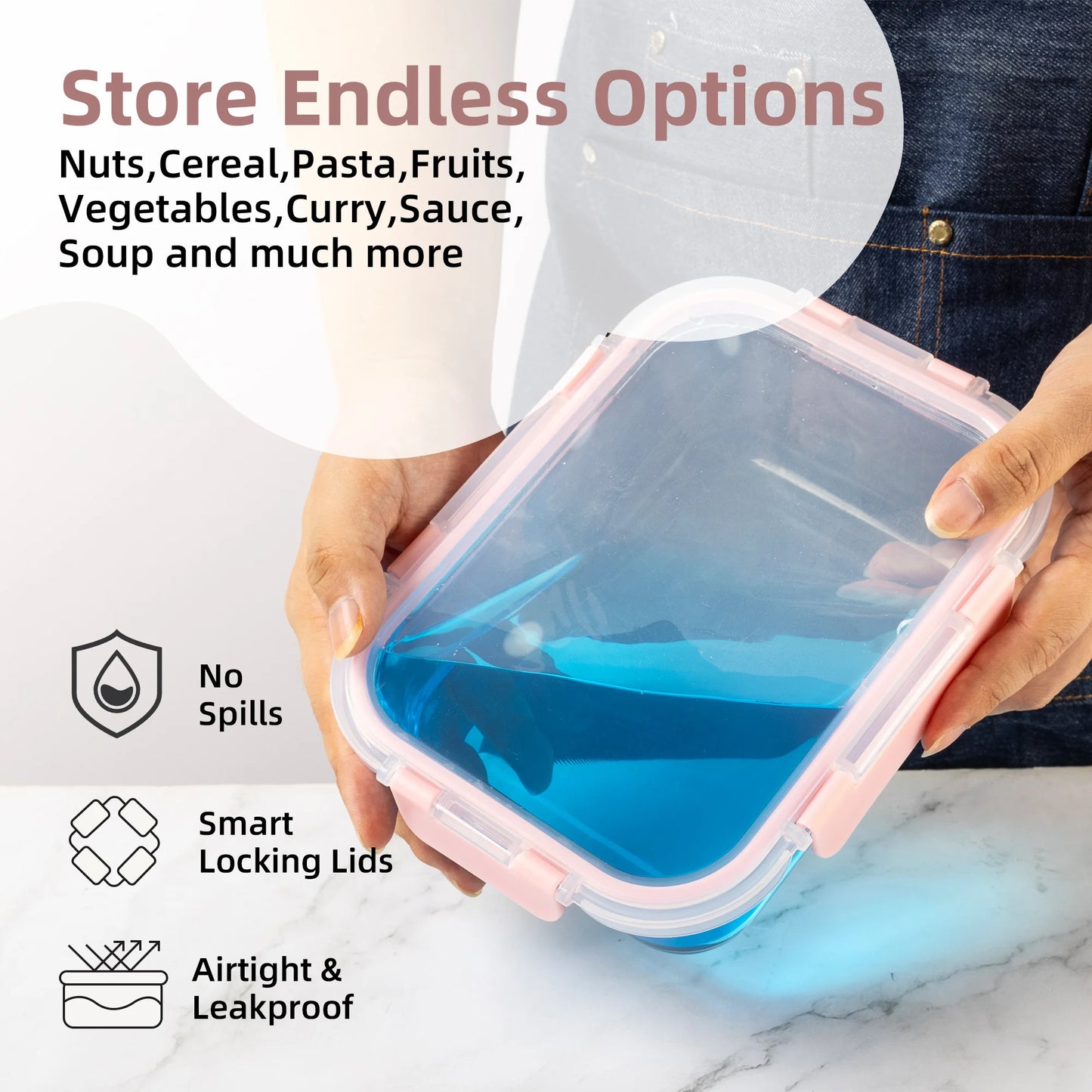 Glass Food Storage Containers Set Leakproof Airtight BPA