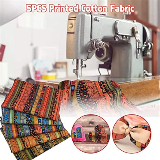 TWISTER 5 Piece Colored Ethnic Pattern Cotton Fabric Set