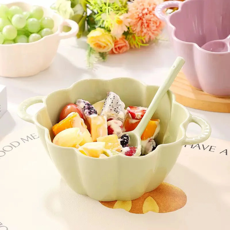 Elitequo Dinnerware Vintage Ceramic Pumpkin Serving Bowl