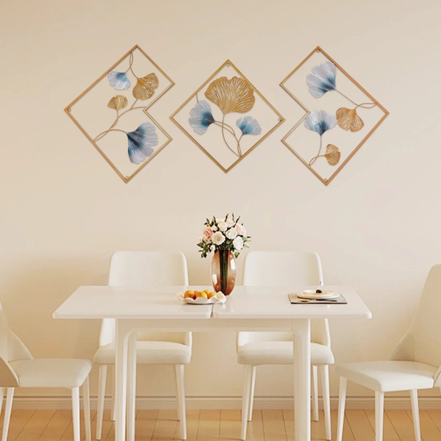 Hign-concerned 3D Metal Leaf Wall Decoration Set of Three