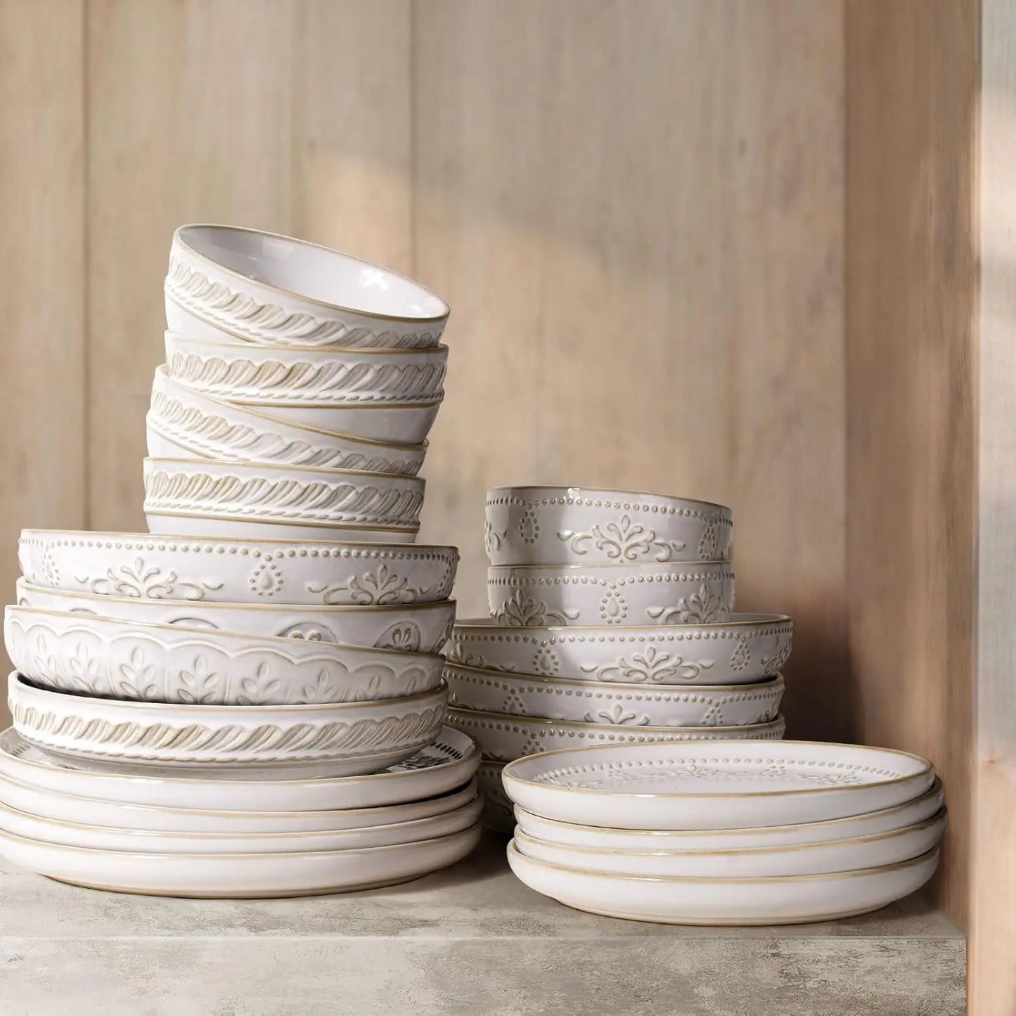 XMSJ Pasta Bowls Set Of 4 Ceramic Soup Bowls Kitchen