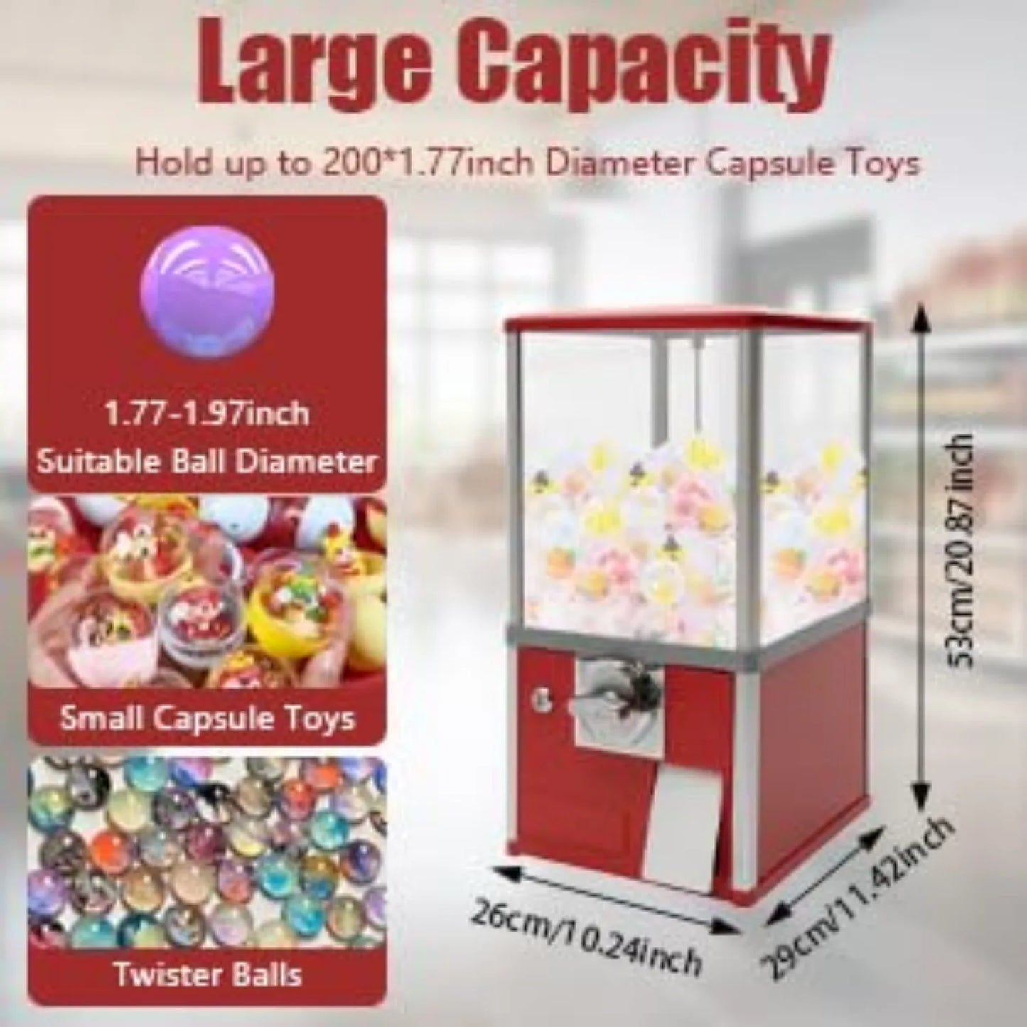 25 Cent Commercial Coin Operated Gumball Candy Dispenser