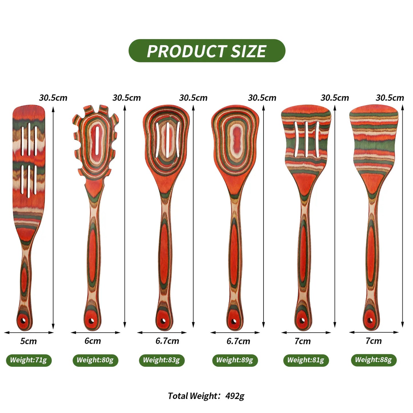 Dinnerware Pakkawood Kitchen Utensils Set 6 Piece Spatulas