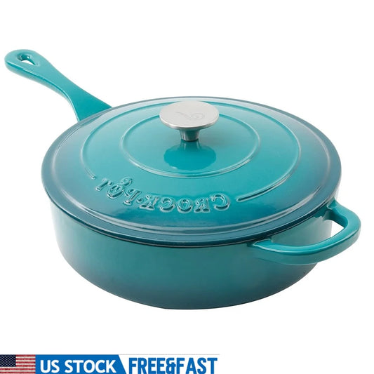 XMSJ Enameled Cast Iron Skillet With Lid Nonstick