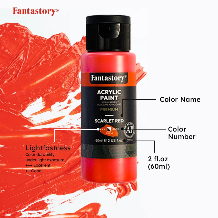 Fantastory Acrylic Paint Set With 12 Brushes For Wood Stone