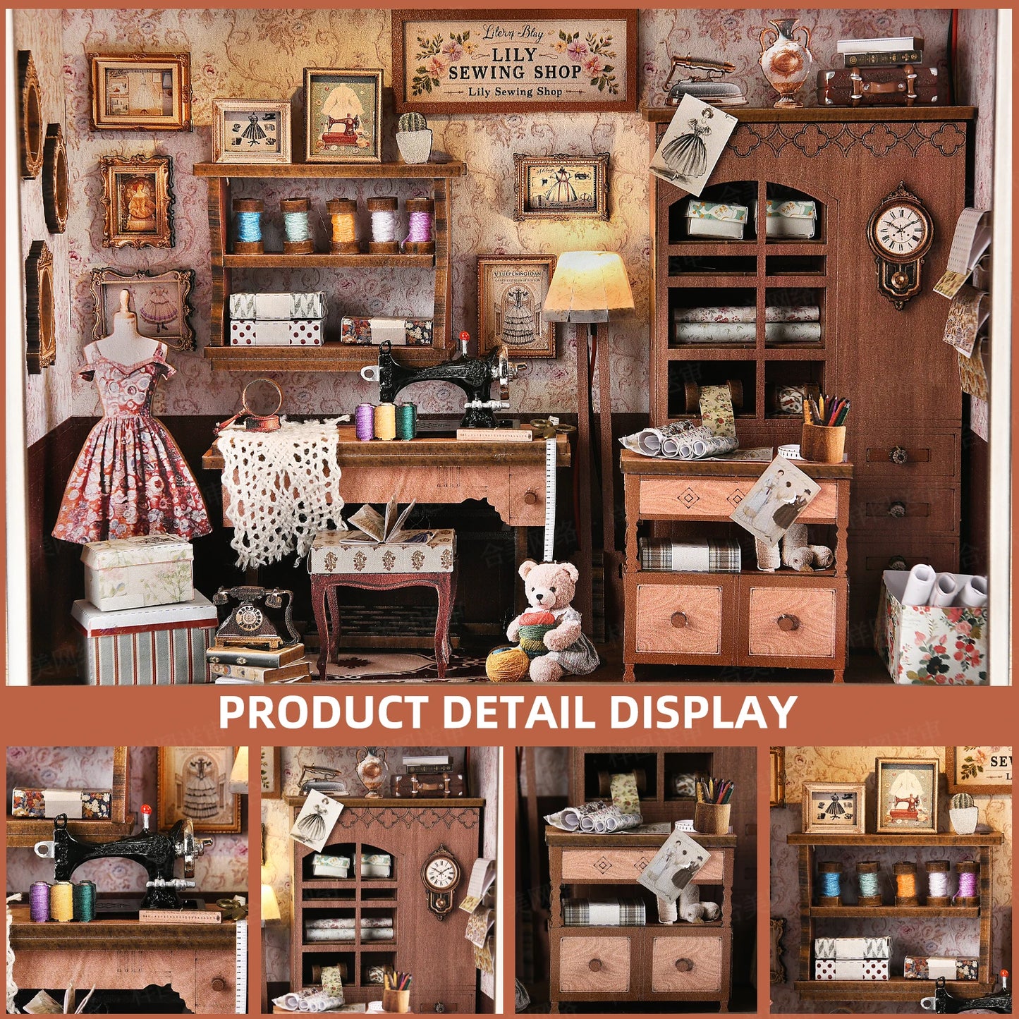 ASLOWSNAIL Book Nook Kit Tailor Shop DIY 3D Puzzle Set