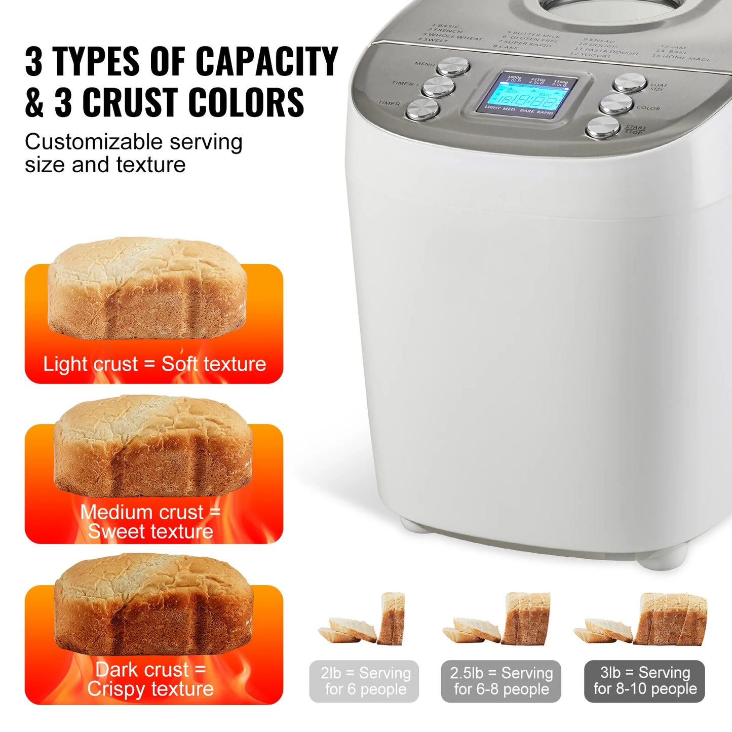 SucceBuy 15 In 1 Bread Maker Automatic Dough Machine