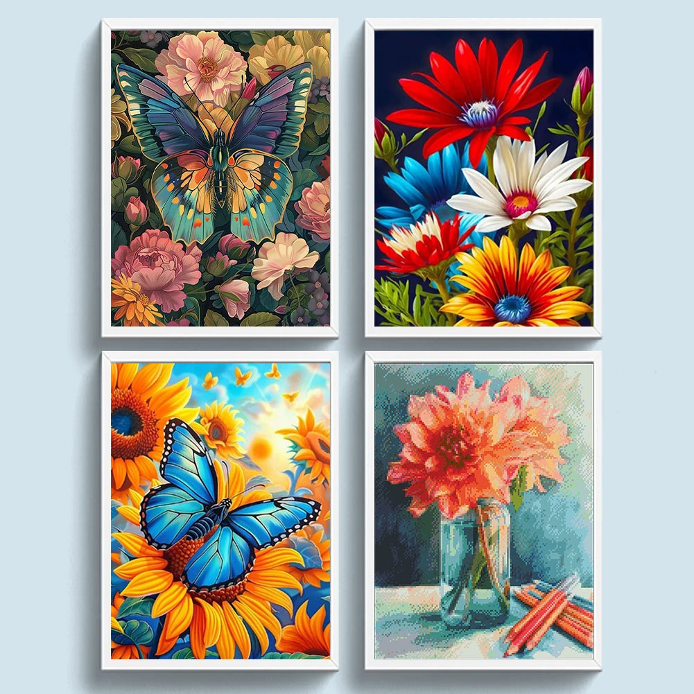Shunmaii Bead Embroidery Kit Flower Cross Stitch Wall Decor