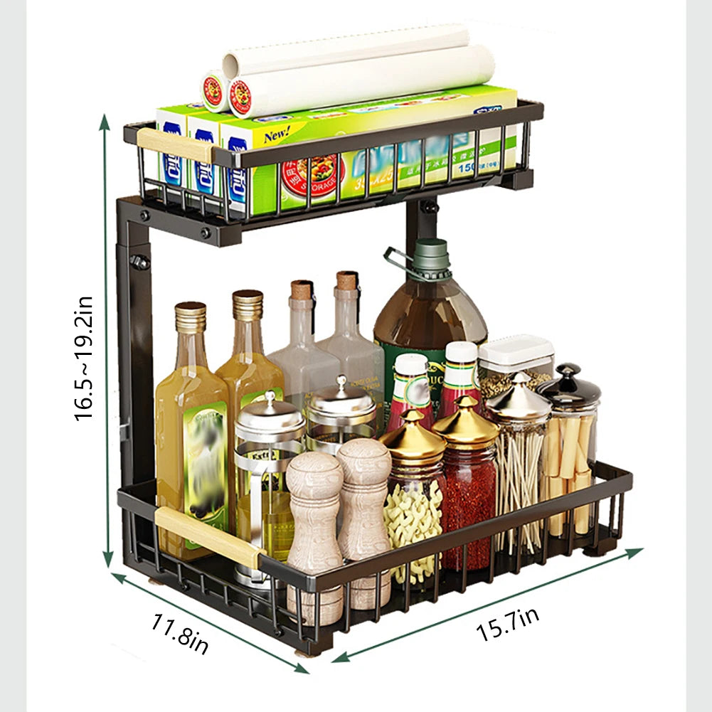 HiMISSH 2 Tier Pull Out Cabinet Organizer Under Sink