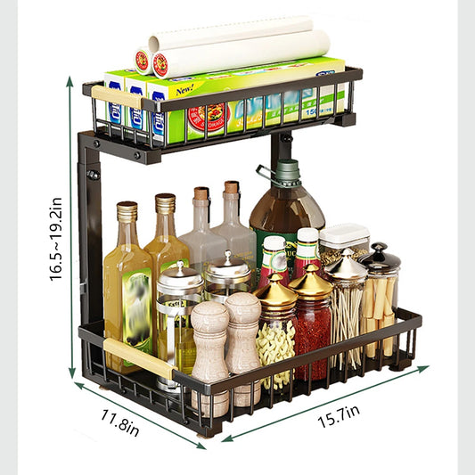 HiMISSH 2 Tier Pull Out Cabinet Organizer Under Sink