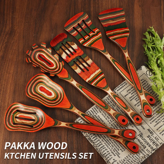 Dinnerware Pakkawood Kitchen Utensils Set 6 Piece Spatulas