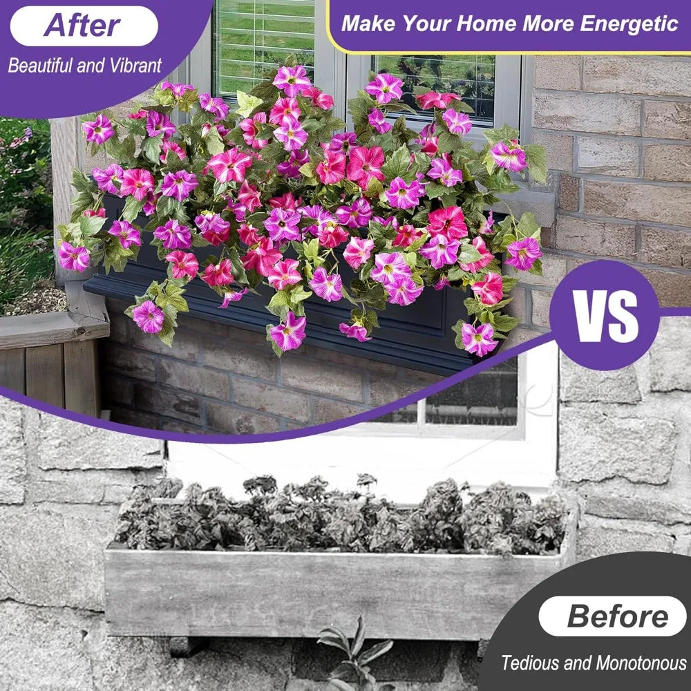 Petunia Silk Flowers Outdoor Decor UV Resistant 2 Pack