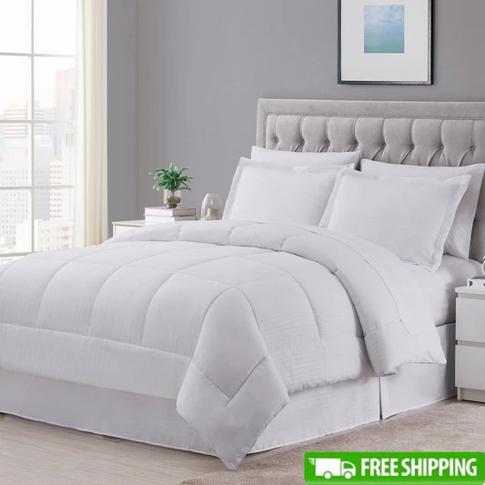 DUTRIEUX Hotel Dobby Stripe Bedding In A Bag 8 Piece Set
