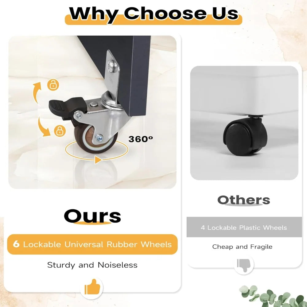 Angduo Folding Dining Table Drop Leaf Lockable Wheels