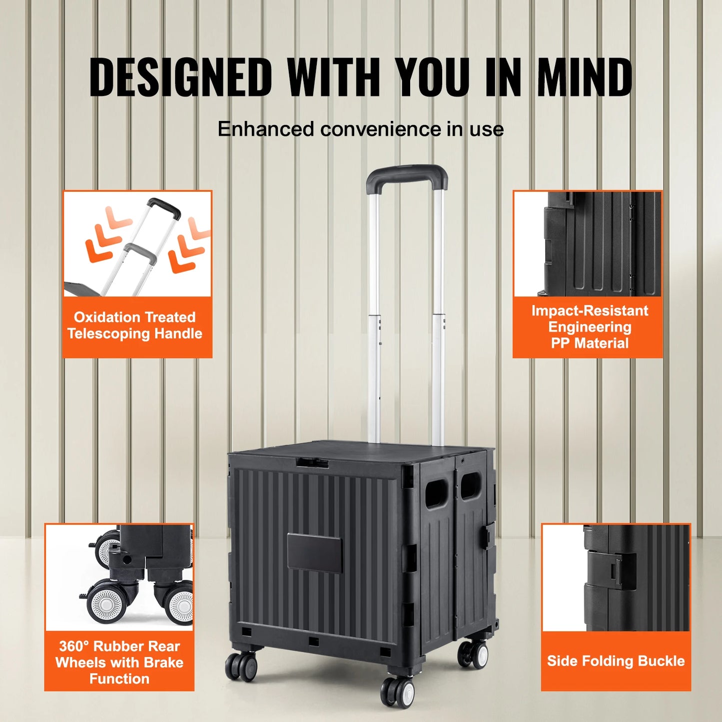 Breez Retail Therapy Foldable Cart With Telescope Handle