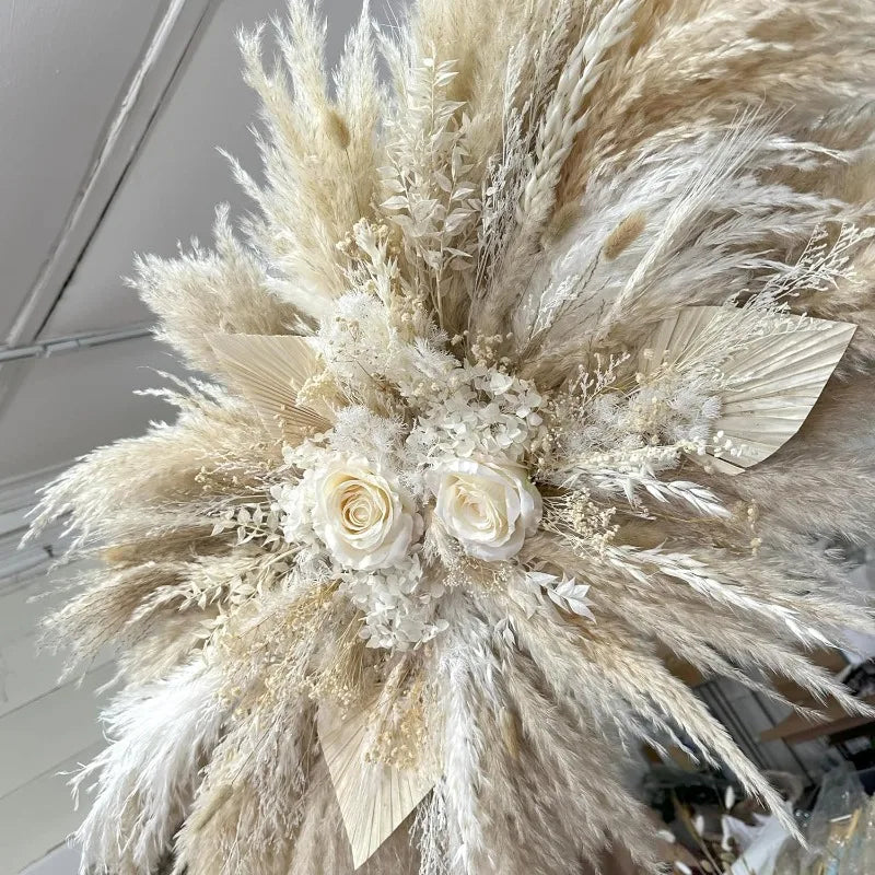 XMSJHign-concerned Dried Pampas Grass Wall Decor Boho Arch