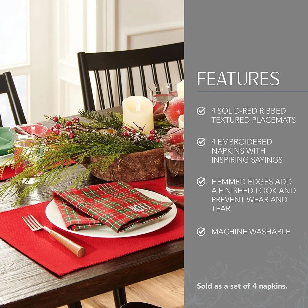Breez Retail Therapy Christmas Placemats Napkin Set Cotton