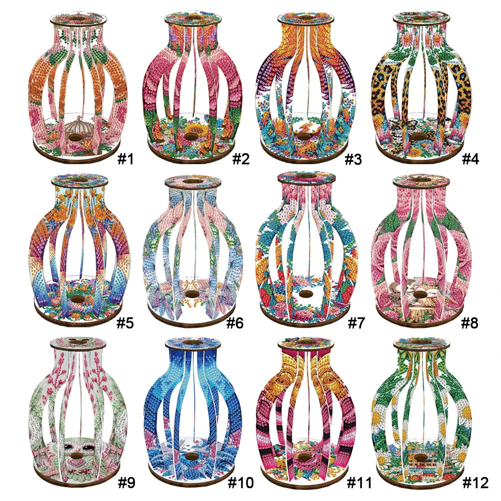 ALLOYSEED 5D Diamond Art Vase DIY Acrylic Wood Desk Decor