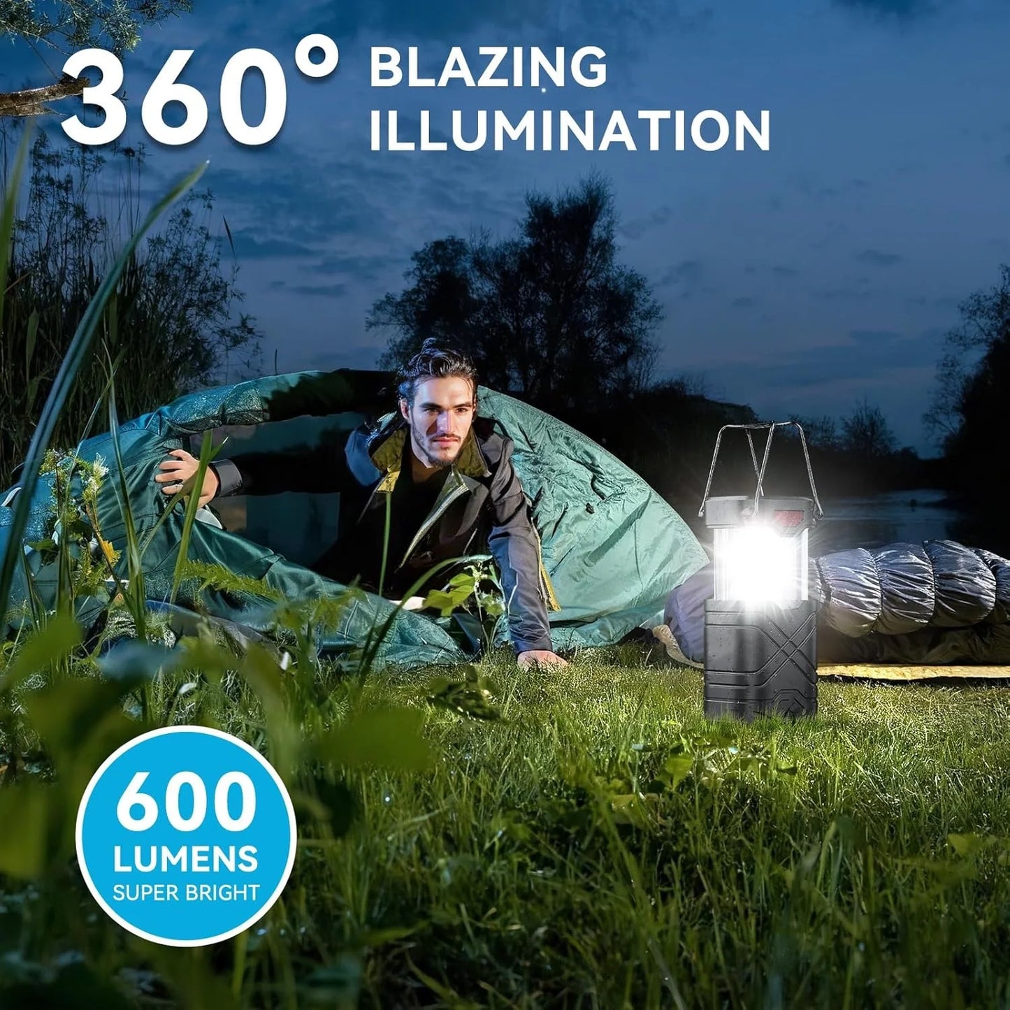 KPSTEK Rechargeable Camping Lights Solar USB LED 3 Modes