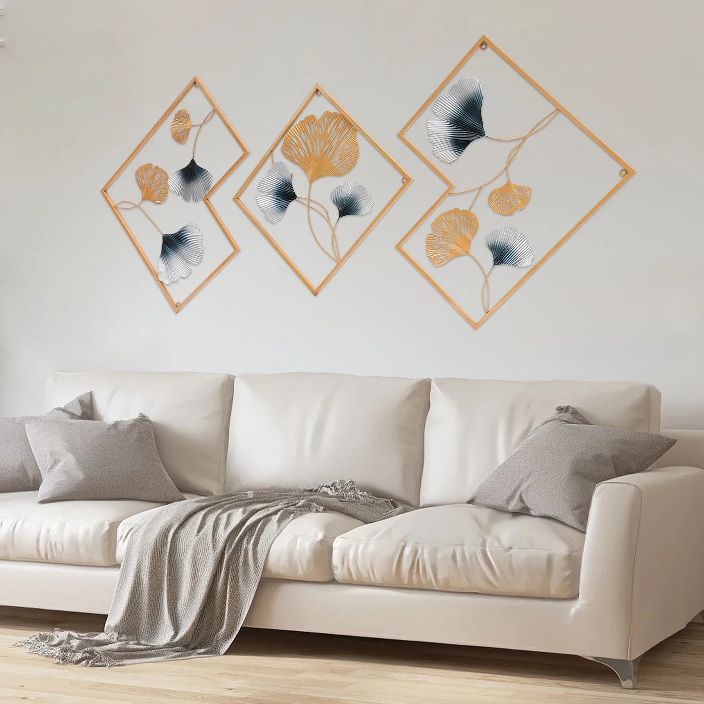 Hign-concerned 3D Metal Leaf Wall Decoration Set of Three