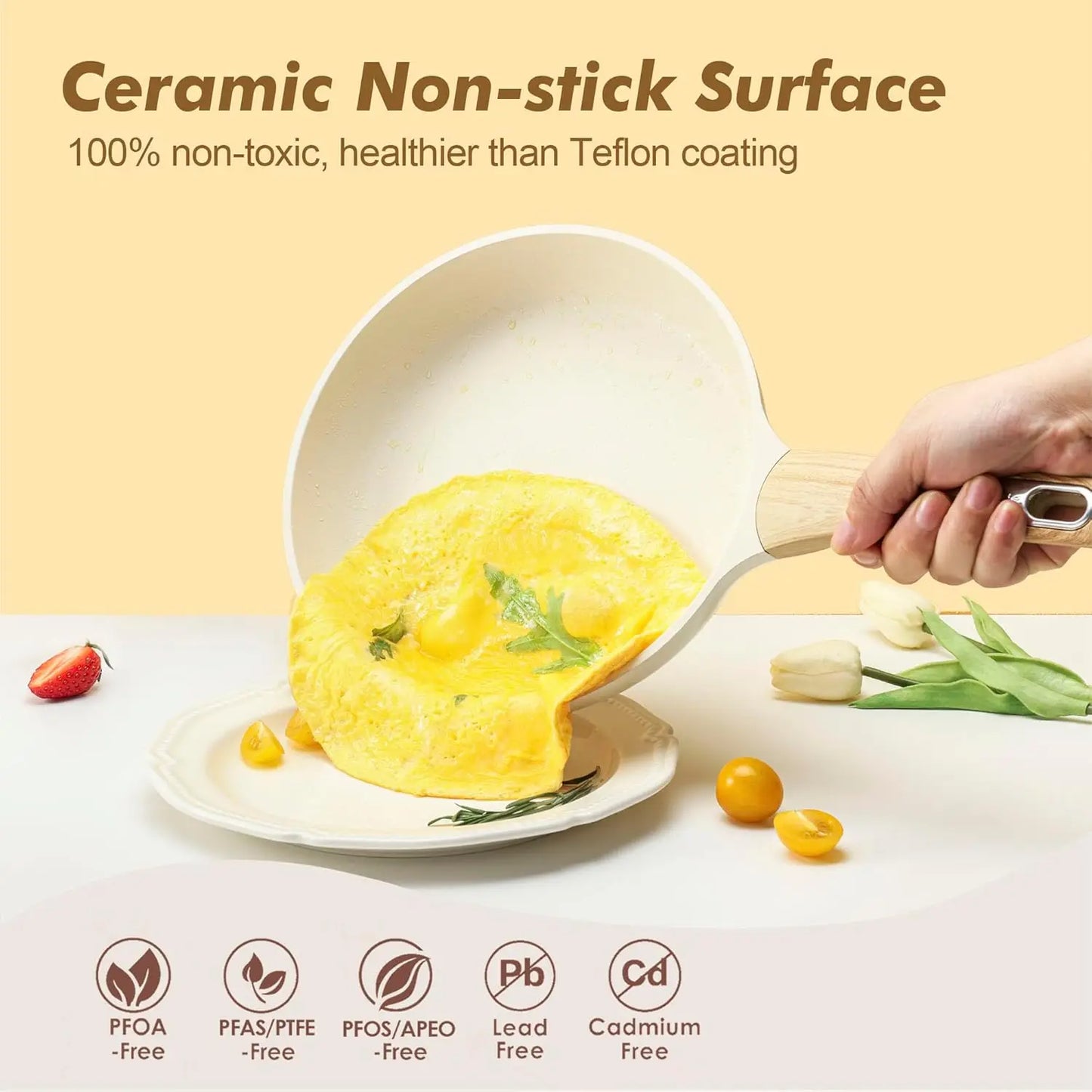 XMSJ Ceramic Cookware Sets Nonstick Induction Safe Kitchen