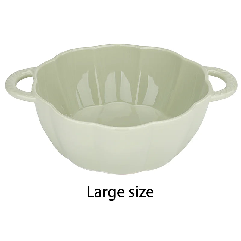 Elitequo Dinnerware Vintage Ceramic Pumpkin Serving Bowl