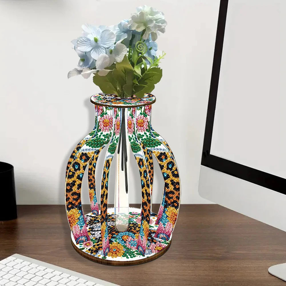 ALLOYSEED 5D Diamond Art Vase DIY Acrylic Wood Desk Decor