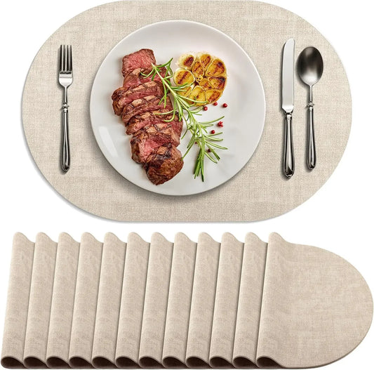 XMSJHign Concerned Placemats Set Of 12 Faux Leather Oval