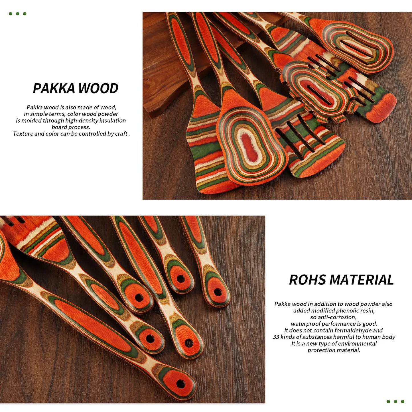 Dinnerware Pakkawood Kitchen Utensils Set 6 Piece Spatulas