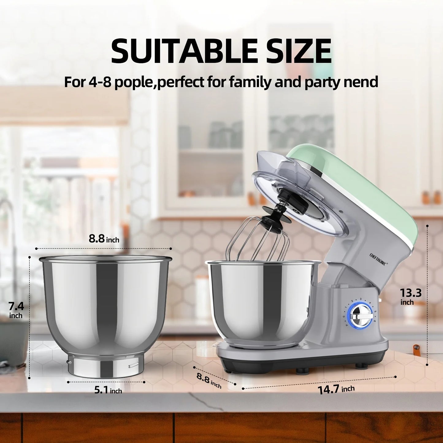 Cheftronic Tilt Head Stand Mixer 500W 6 Speed Household