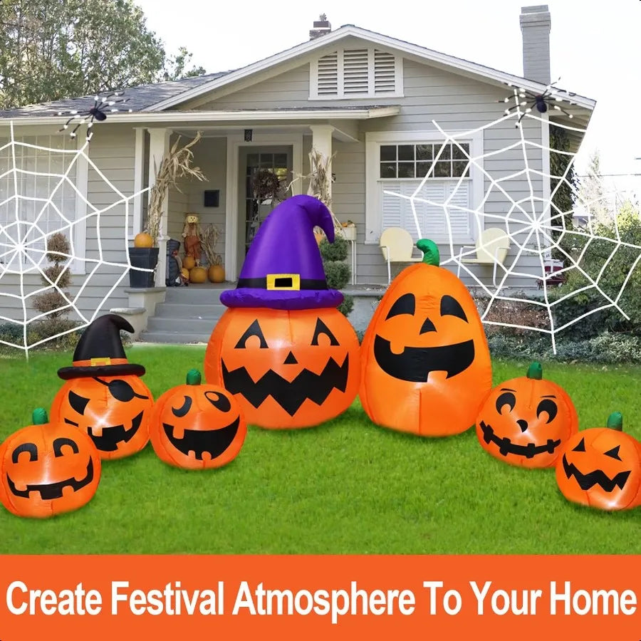 Guangdong Inflatable Halloween Pumpkins 7 Witch Hats LED