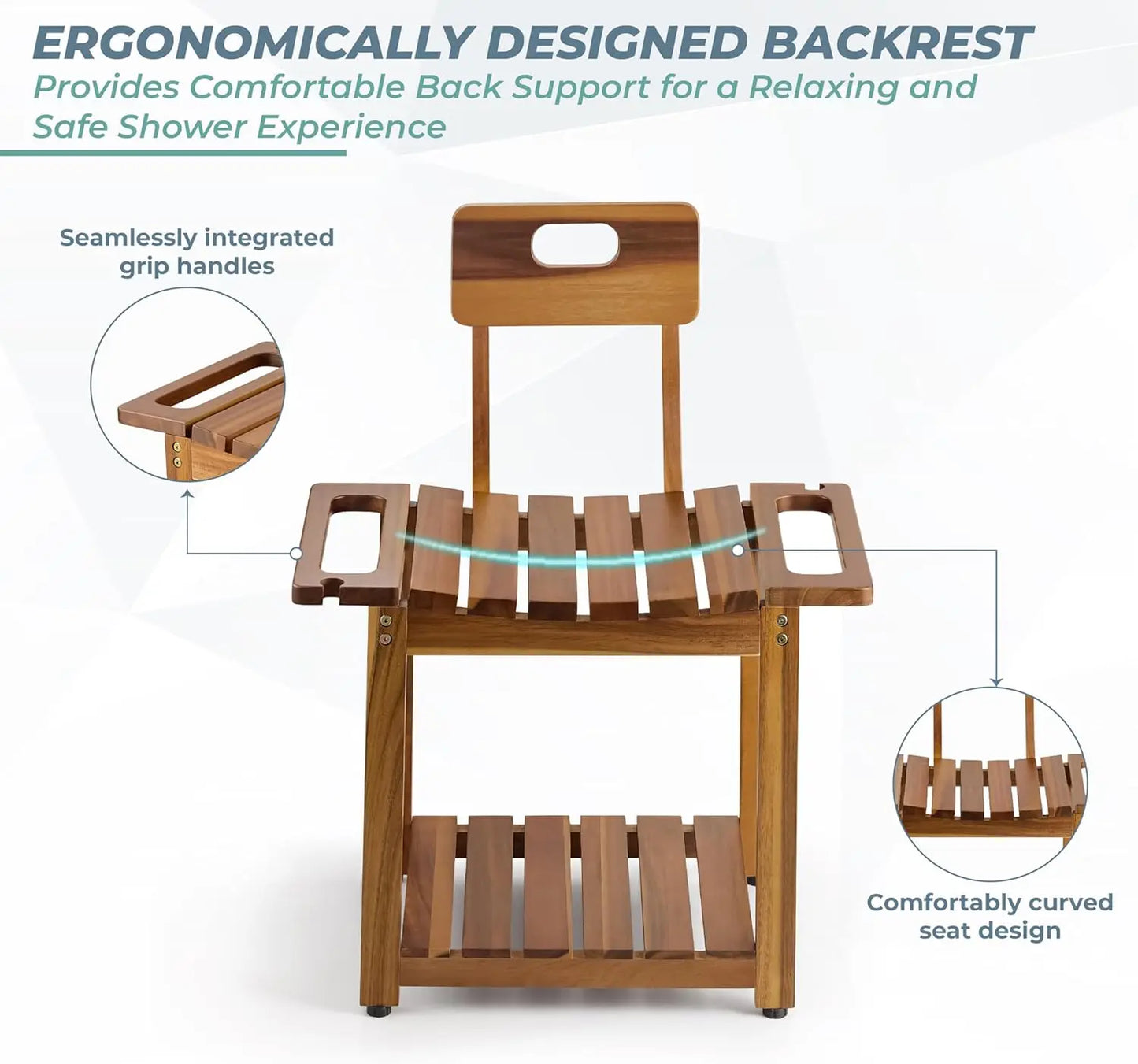 XMSJ Heavy Duty Shower Chair With Backrest For Tub Seniors
