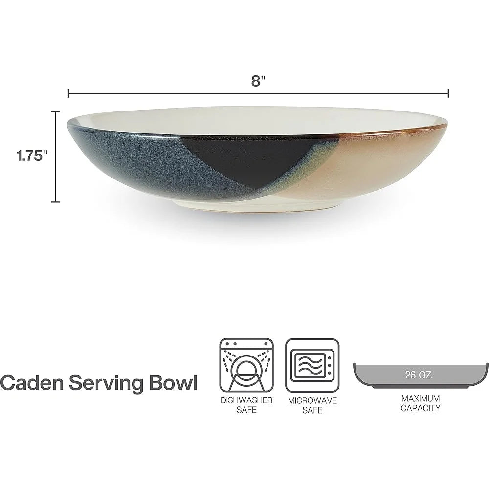 XMSJ Caden Stoneware Pasta Bowls Set Geometric Design