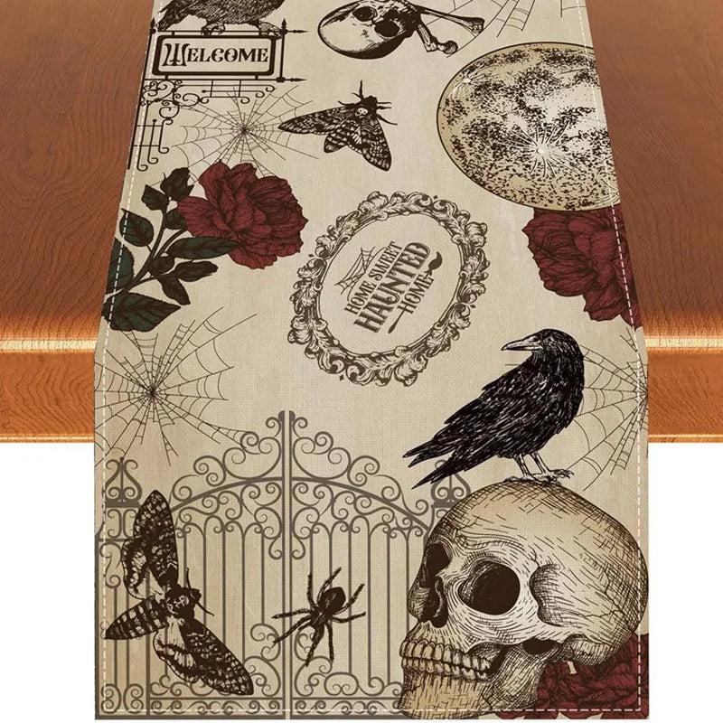 Guangdong Halloween Linen Table Runner Ghost Pumpkin Boo